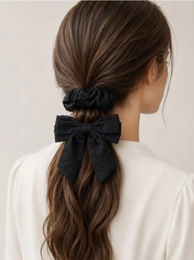 Sinsay Fermaglio per capelli con fiocco ed elastico scrunchie 2 pack - nero