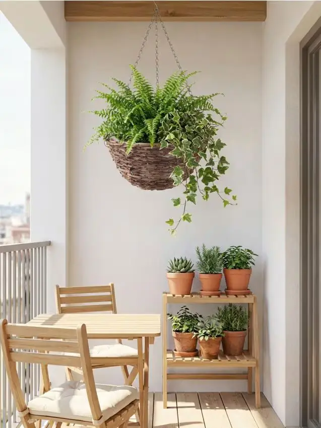 Sinsay Fioriera da giardino sospesa in rattan con struttura in metallo - marrone