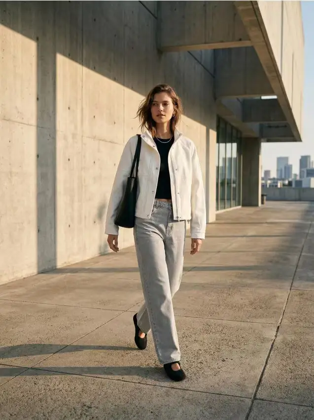 Sinsay Giacca bomber con colletto alto e finitura twill - bianco