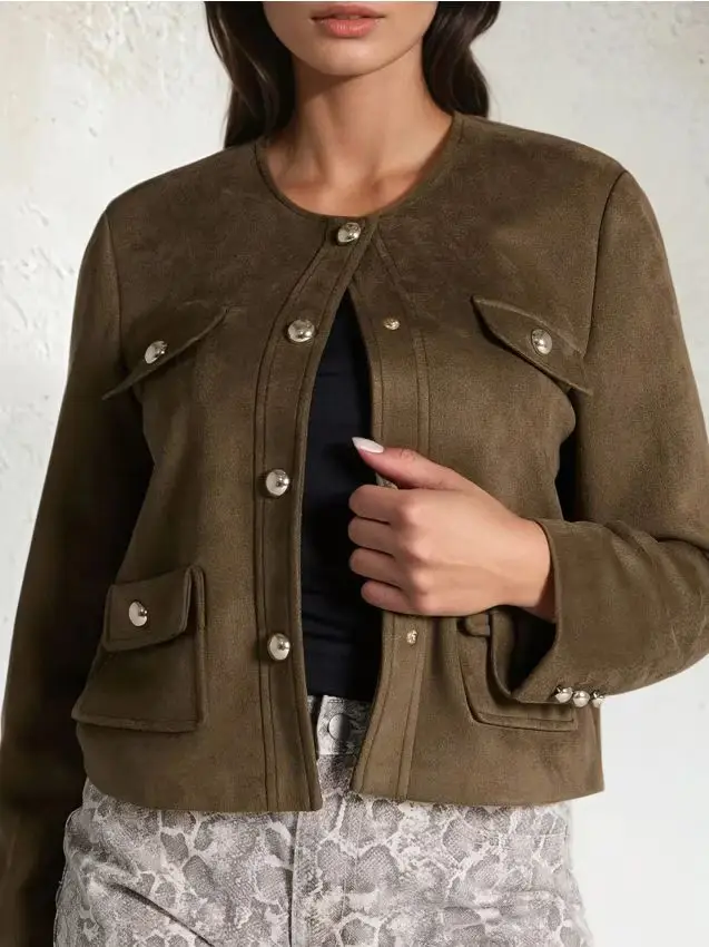 Giacca scamosciata - verde oliva