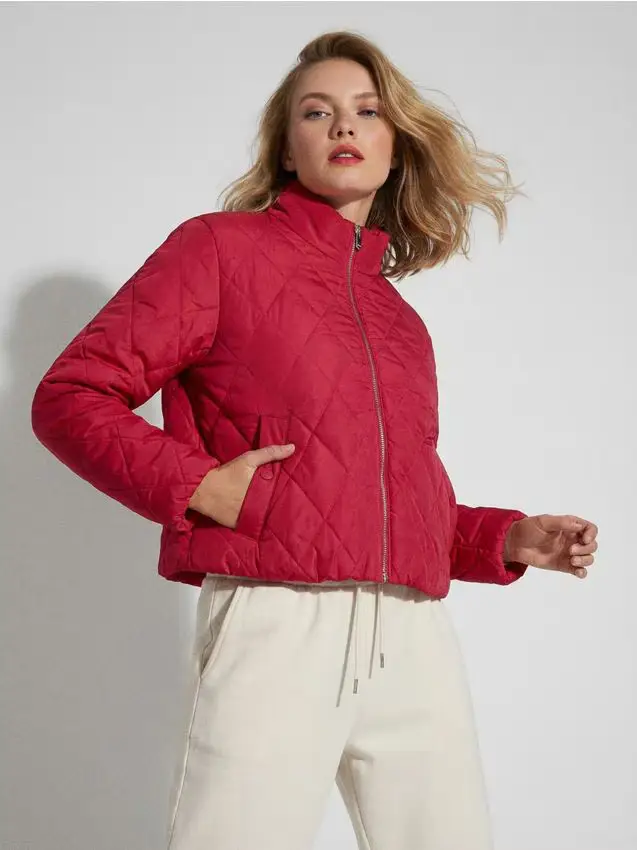 Sinsay Giacca trapuntata a collo alto - rosso