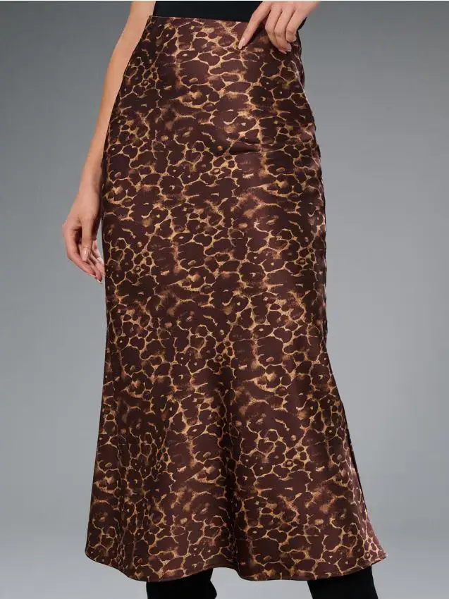 Sinsay Gonna midi in raso - marrone scuro