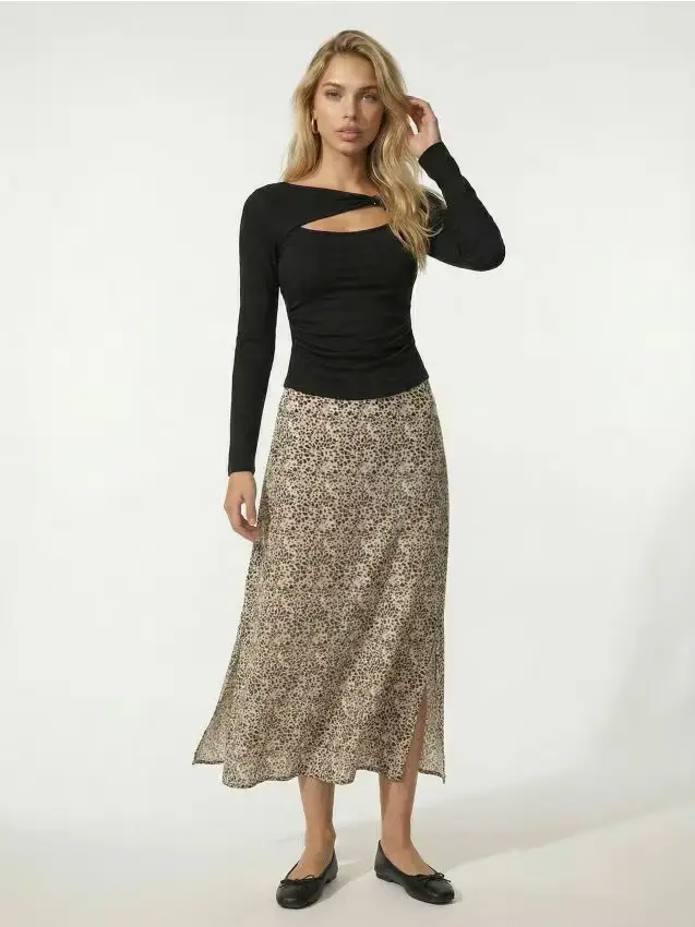 Sinsay Gonna midi in viscosa con spacchi laterali - multicolor