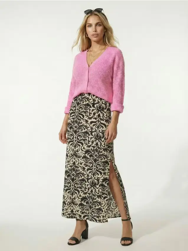 Sinsay Gonna midi in viscosa con spacchi laterali - nude