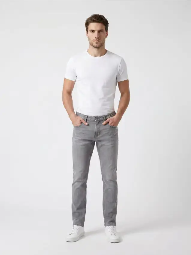 Jeans skinny con effetto lavato - nude
