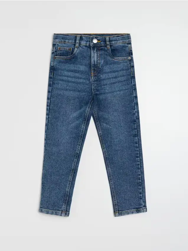 Jeans straight leg con effetto lavato - blu scuro