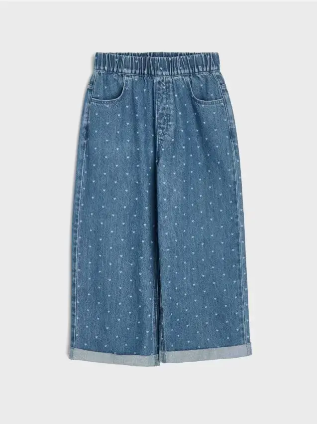 Jeans wide leg con effetto lavato - blu