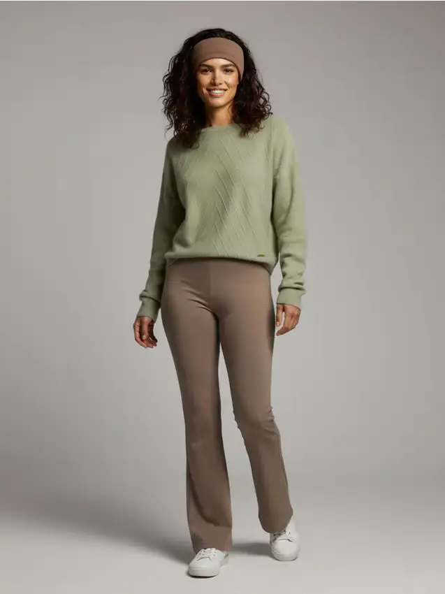 Maglione con motivo strutturato e viscosa - verde chiaro