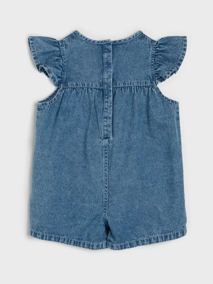 Sinsay Pagliaccetto in denim con fiori ricamati - blu miniatura 3