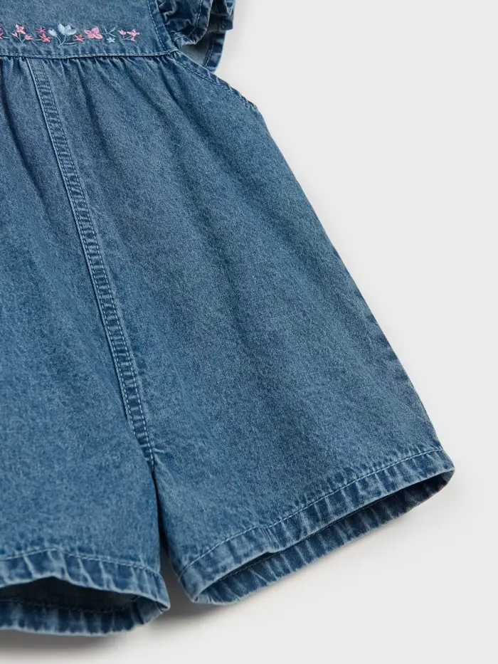 Sinsay Pagliaccetto in denim con fiori ricamati - blu miniatura 4