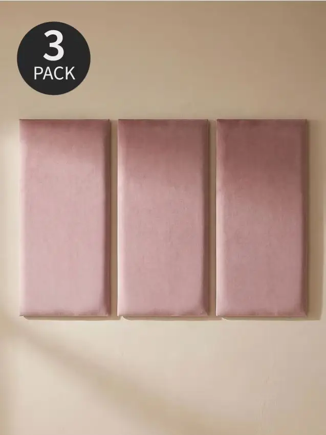 Pannelli imbottiti rettangolari 3 pack - rosa pastello