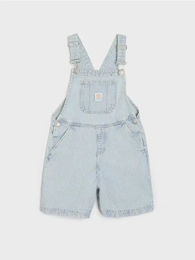 Pantaloncini salopette in denim - blu