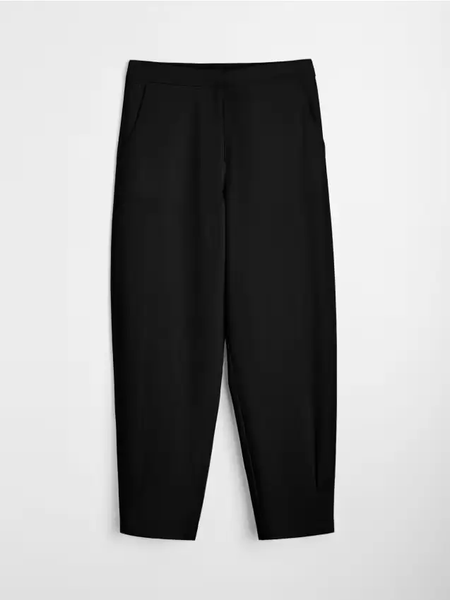 Pantaloni barrel leg con viscosa - nero