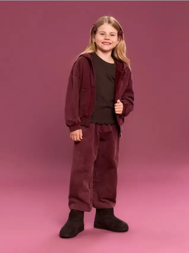 Pantaloni jogger in cotone con effetto lavaggio - viola