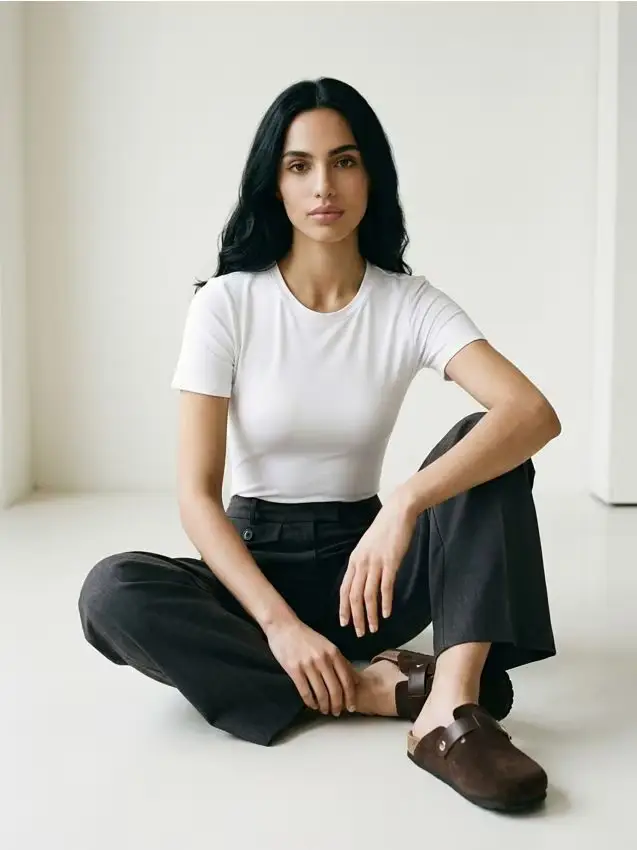 Pantaloni wide leg con misto lana e viscosa - grigio scuro