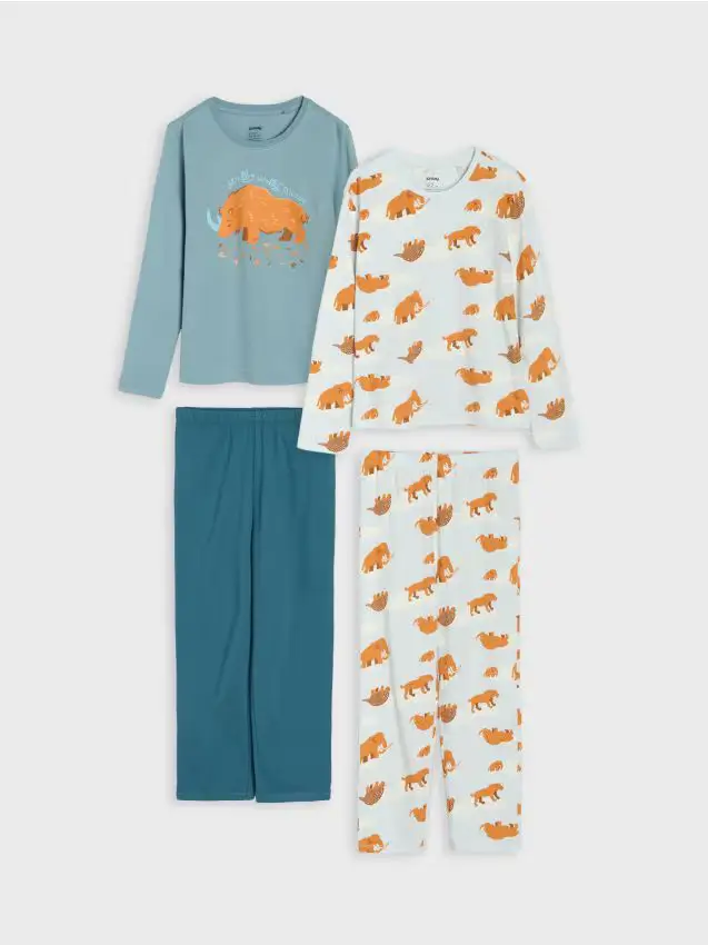 Sinsay Pigiama in cotone a due pezzi con stampa 2 pack - azzurro