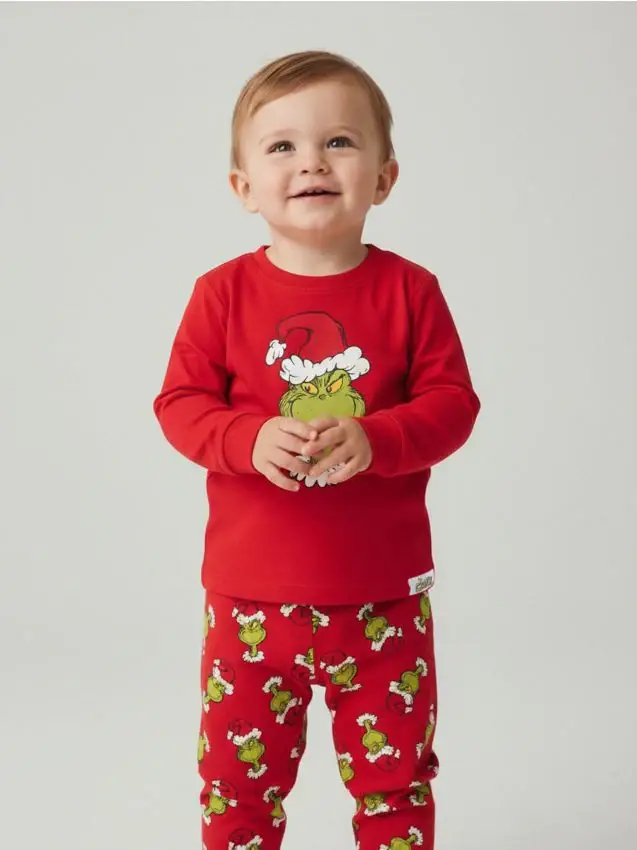 Sinsay Pigiama in cotone a due pezzi con stampa Grinch - rosso