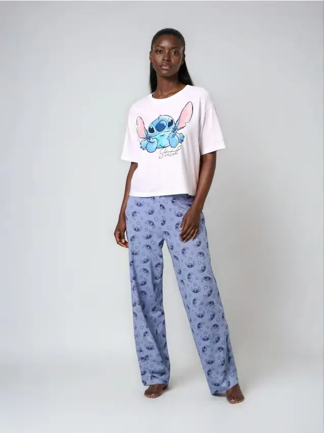 Sinsay Pigiama in cotone a due pezzi Stitch - bianco
