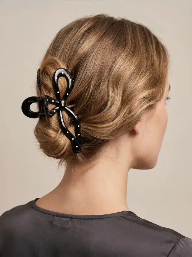 Sinsay Pinza per capelli a forma di fiocco a pois - nero