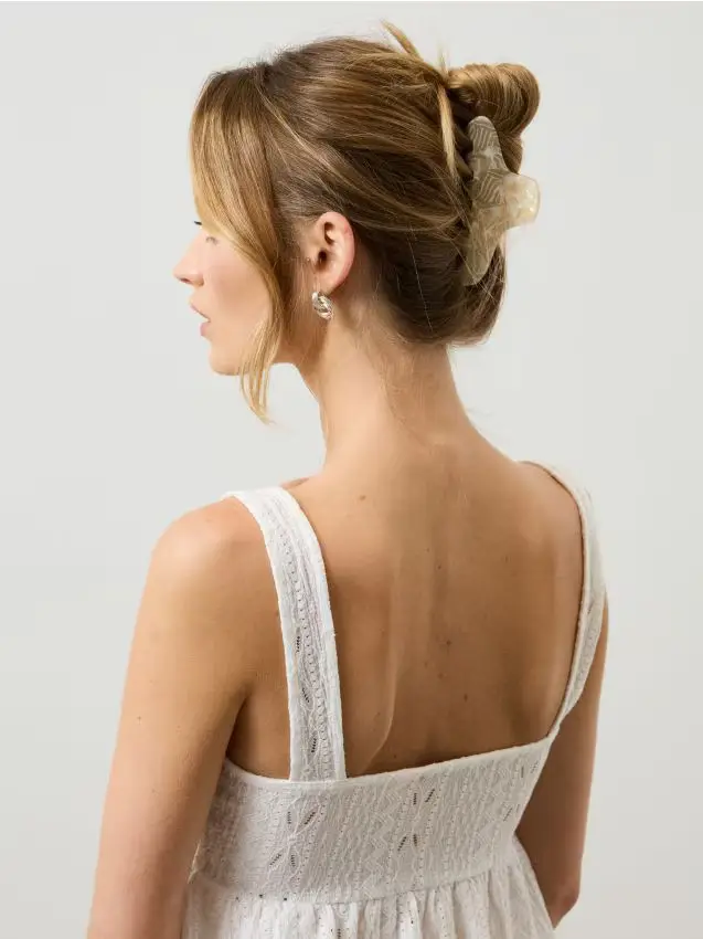 Sinsay Pinza per capelli con motivo marmorizzato - panna