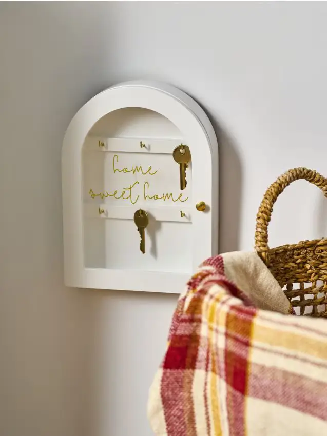 Portachiavi con scritta Home Sweet Home - bianco