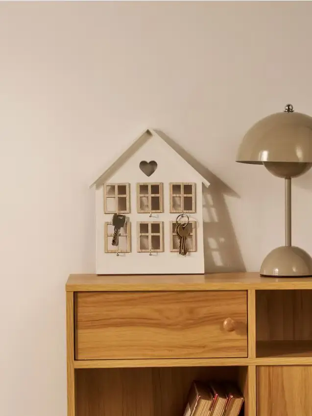 Portachiavi da parete a forma di casa - bianco