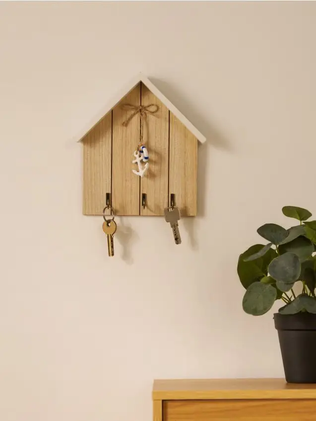 Portachiavi da parete con motivo marino - beige