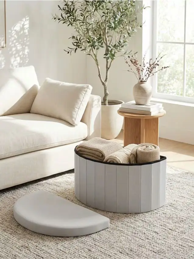 Pouf con funzione contenitore - beige