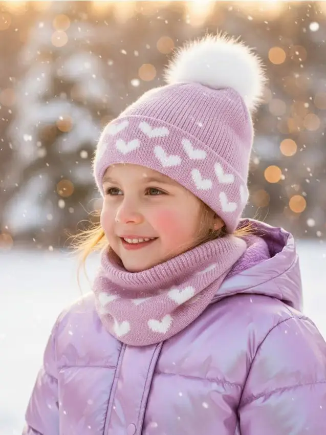 Set Berretto con scaldacollo - rosa cipria