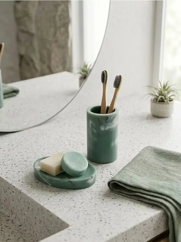 Sinsay Set da bagno - verde-marrone