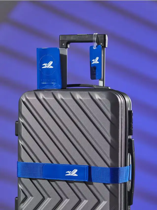 Sinsay Set da viaggio etichetta bagaglio, cintura e porta passaporto - blu scuro