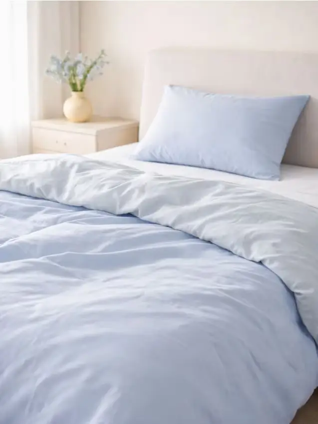 Set di biancheria da letto in cotone tinta unita - blu pallido