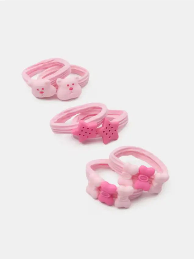 Sinsay Set di elastici per capelli con applicazioni 3D confezione da 6 - rosa pastello