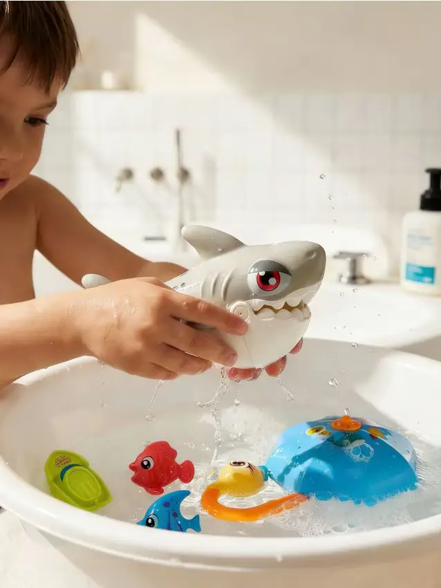 Sinsay Set di giocattoli da bagno con squalo, pesciolini e barchetta - multicolor