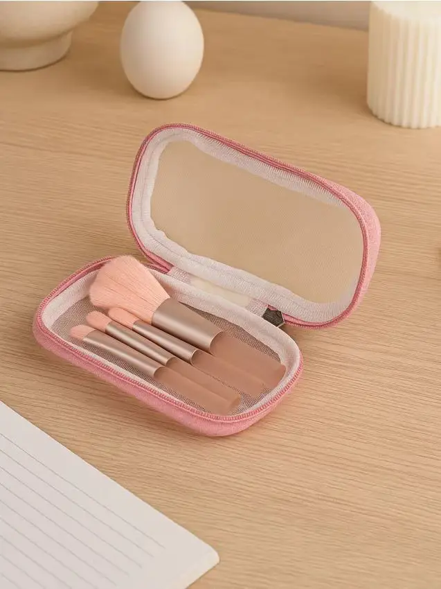 Sinsay Set di pennelli per trucco in custodia - rosa