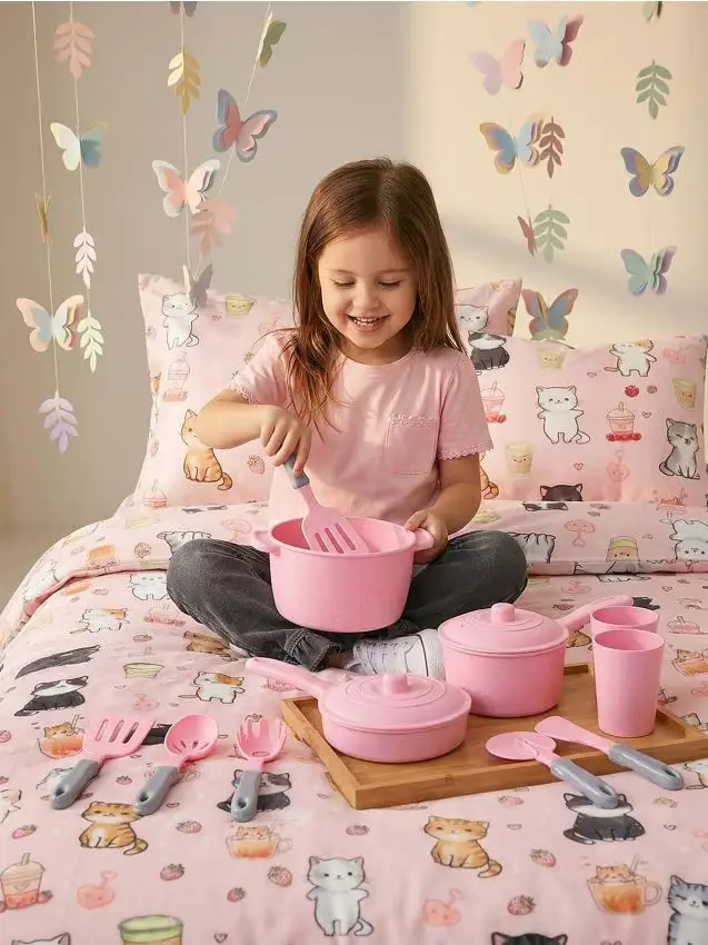 Set di pentole e accessori da cucina 14 pack - rosa