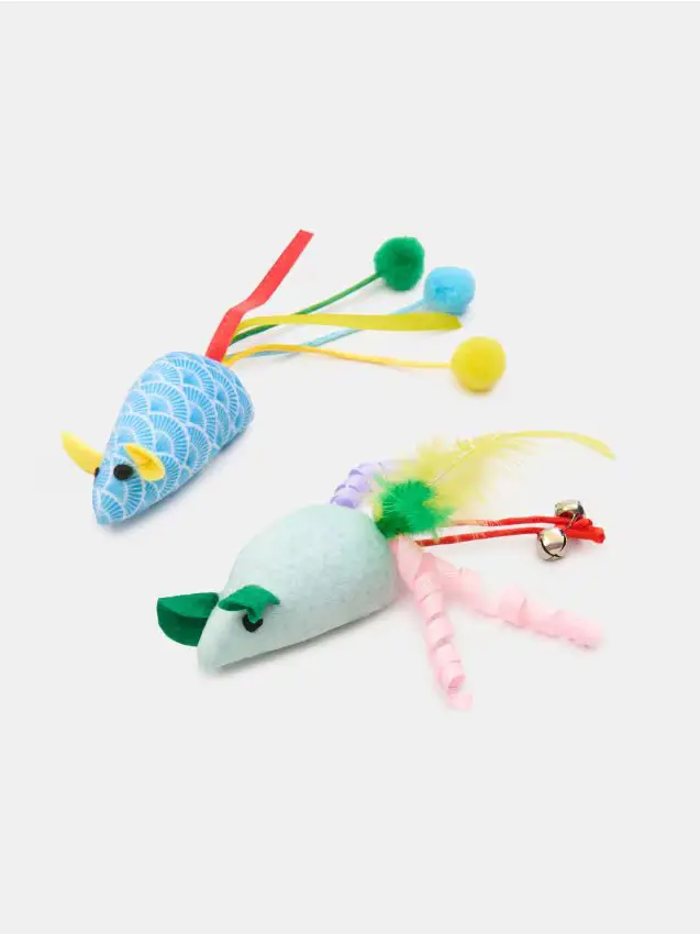 Set di topolini giocattolo per gatti 2 pack - multicolor