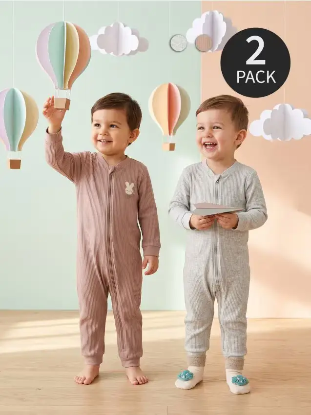 Set di tutine in cotone per neonati con zip 2 pack - caffè Caffè