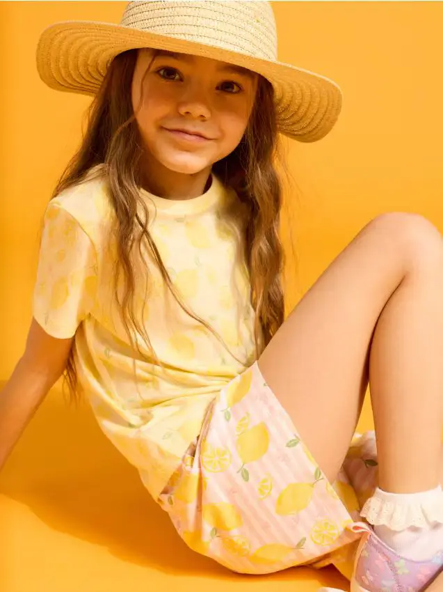 Shorts in cotone con motivo di limoni 2 pack - multicolor