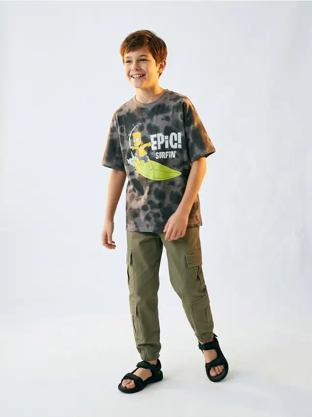 T-shirt in cotone con stampa The Simpsons - grigio medio