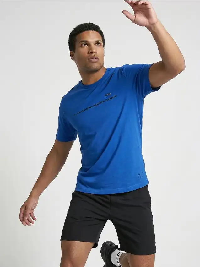 T-shirt slim fit in cotone a maniche corte SNSY PERFORMANCE - blu