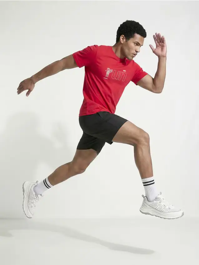 T-shirt slim fit in cotone a maniche corte SNSY PERFORMANCE - rosso