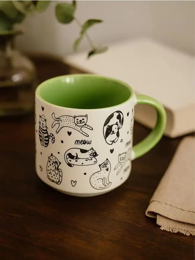 Sinsay Tazza con gatti - verde pallido