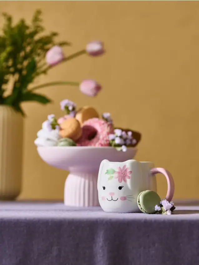 Tazza con motivo di coniglietto - bianco