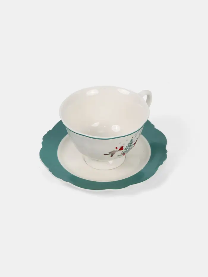Sinsay Tazza con piattino - bianco miniatura 3