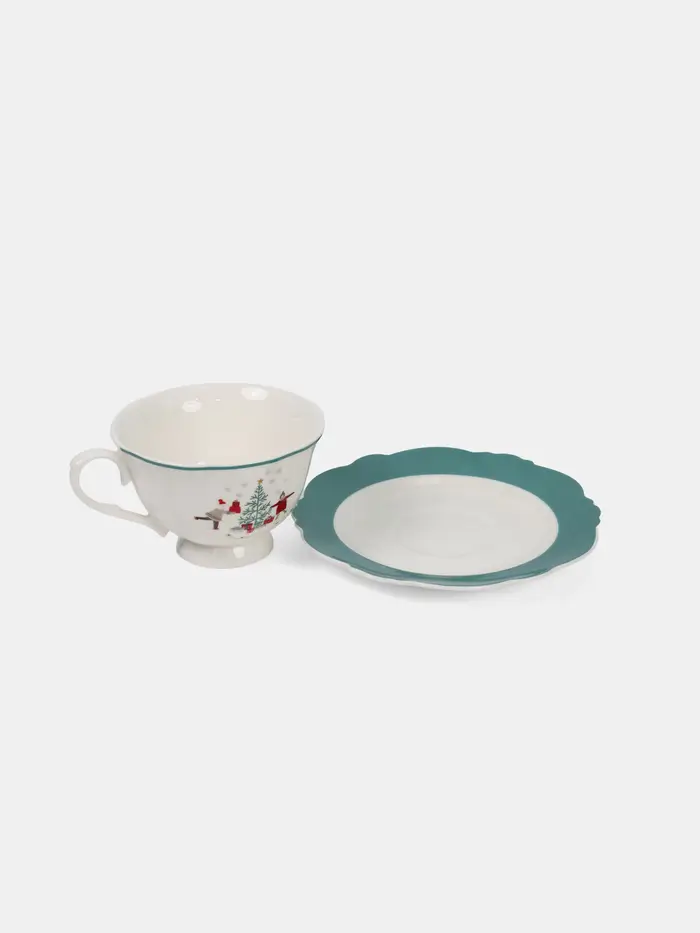 Sinsay Tazza con piattino - bianco miniatura 5