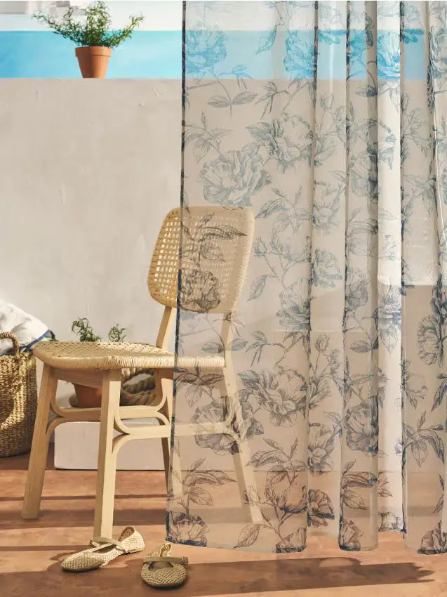 Sinsay Tenda con nastro arricciatore a fiori - blu pallido