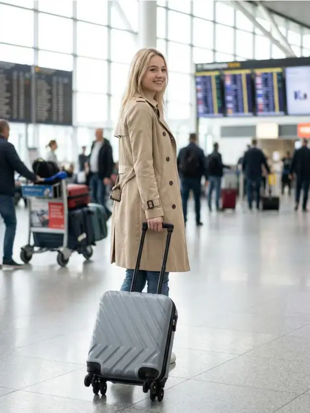 Trolley da cabina con ruote e motivo in rilievo - grigio chiaro