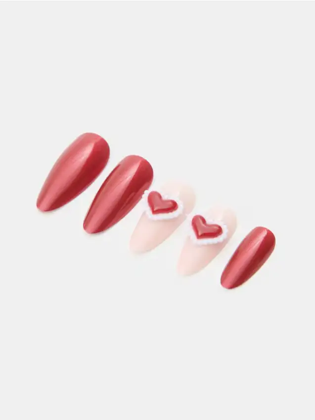 Sinsay Unghie finte a forma di mandorla 24 pack - rosso