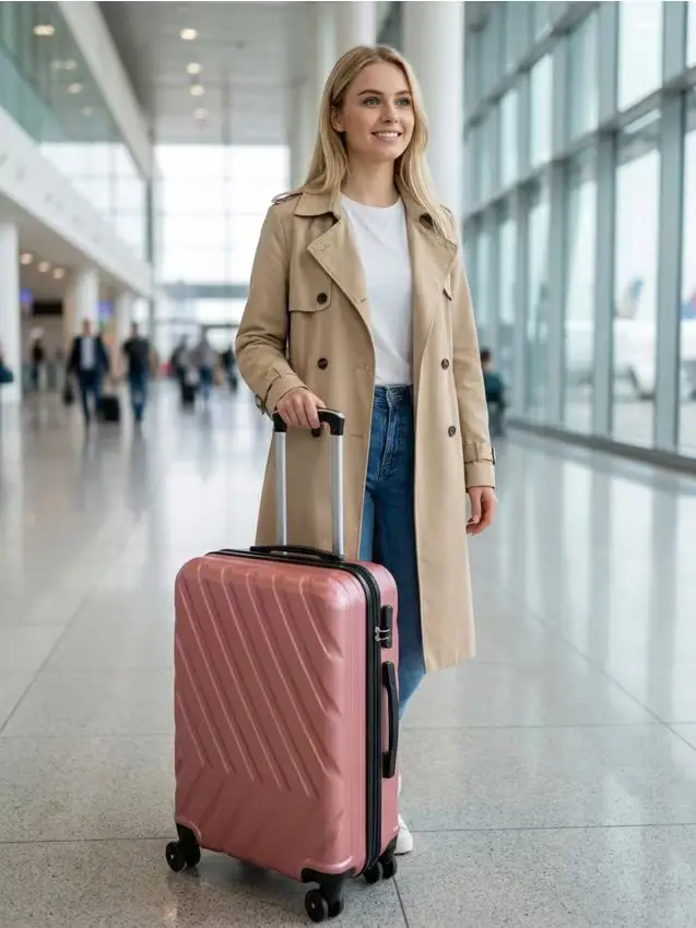 Valigia rigida da viaggio con ruote - rosa pastello